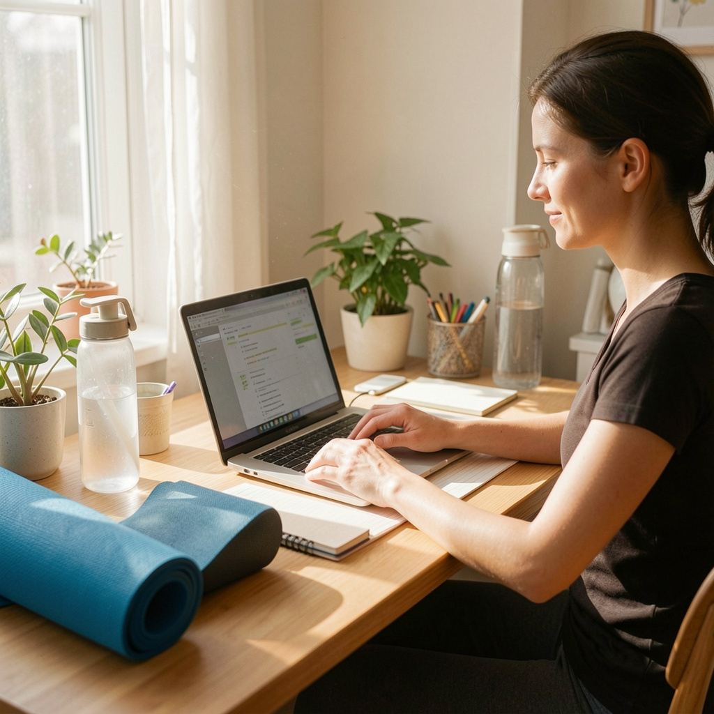 Person practicing balanced lifestyle habits